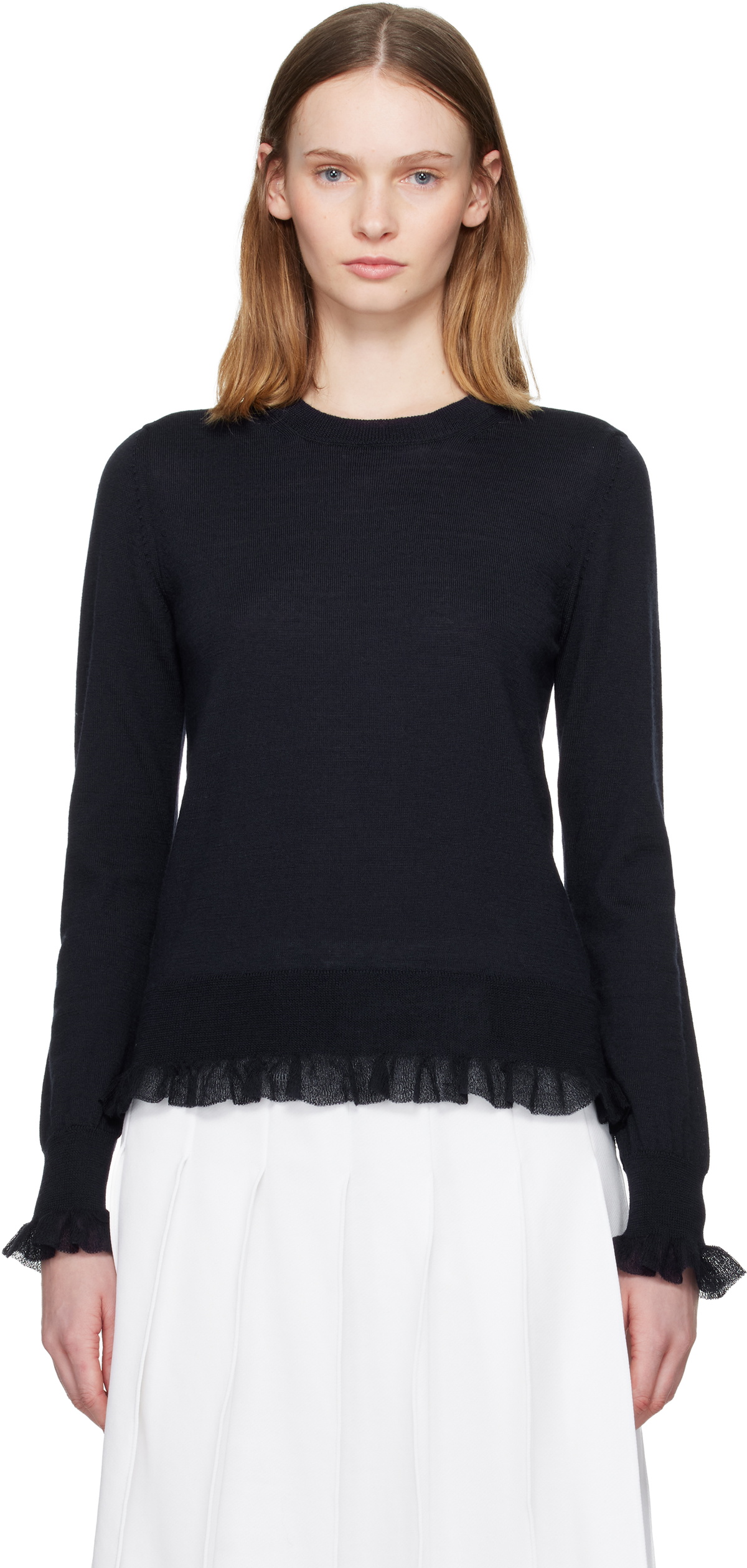 Comme des Garçons Comme des Garçons Navy Ruffled Sweater