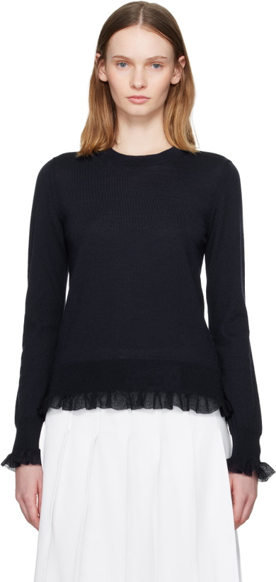 Photo: Comme des Garçons Comme des Garçons Navy Ruffled Sweater