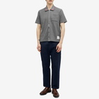 Thom Browne Men's Short Sleeve Button Down Textured Shirt in Medium Grey