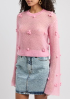 Rotate Sunday Pom-pom Opne-knit Jumper Pink