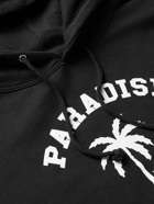 PARADISE - Liberty Palm Printed Fleece-Back Cotton-Blend Jersey Hoodie - Black