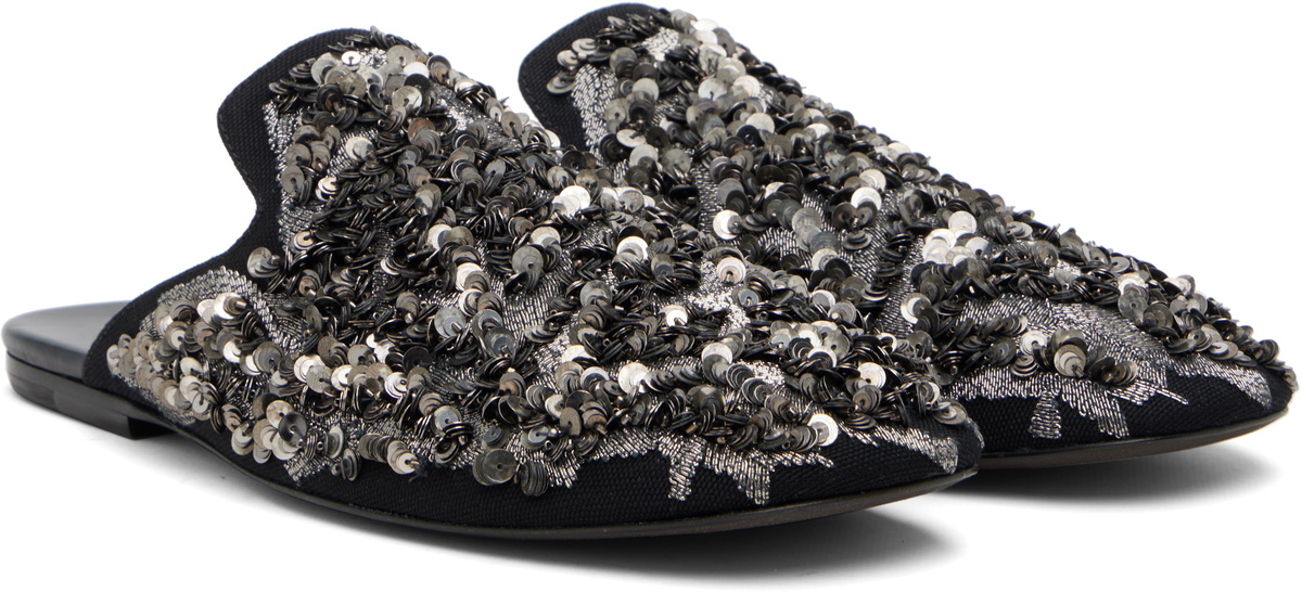 Dries Van Noten Black Embellished Slippers