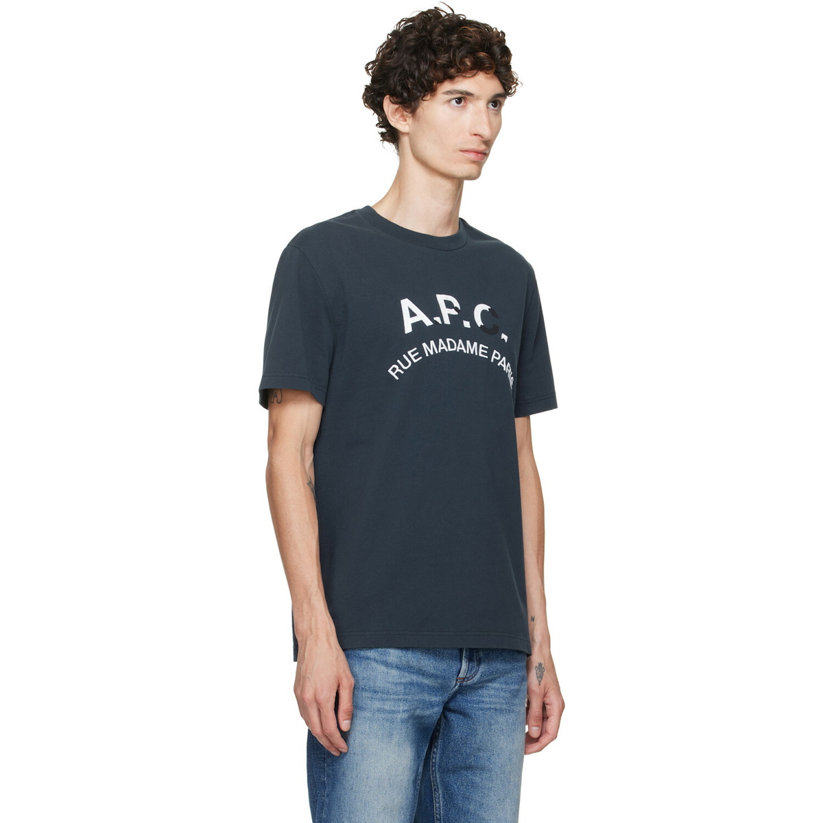 A.P.C. Navy Vintage-Effect T-shirt