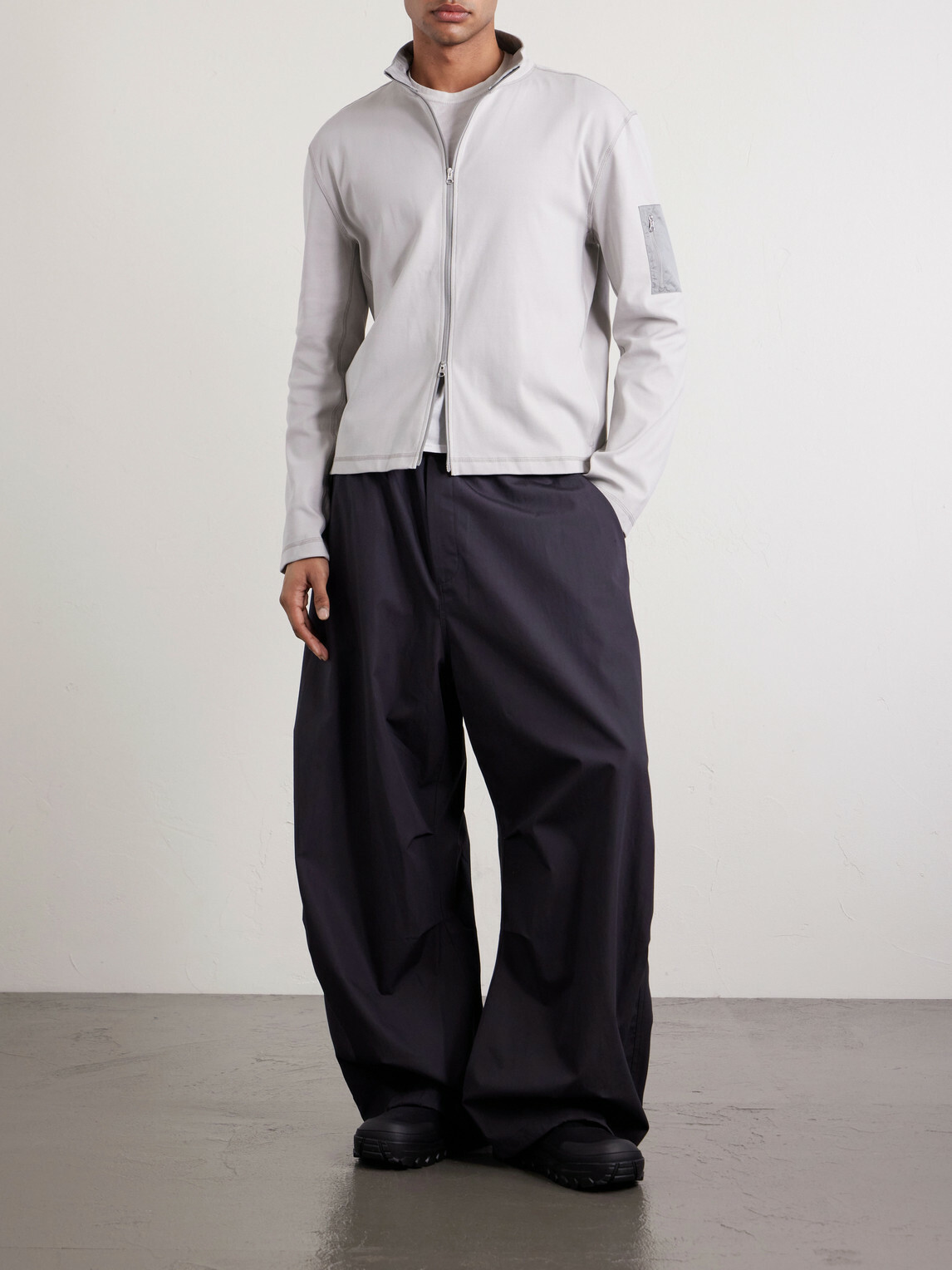 Amomento - Cotton Zip-Up Sweater - Gray