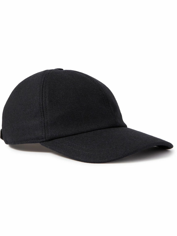 Photo: Brioni - Leather-Trimmed Wool and Cashmere-Blend Baseball Cap