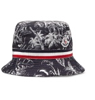 Moncler - Grosgrain-Trimmed Printed Shell Bucket Hat - Black