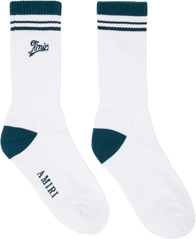 Photo: AMIRI White & Green 'Amiri' Socks