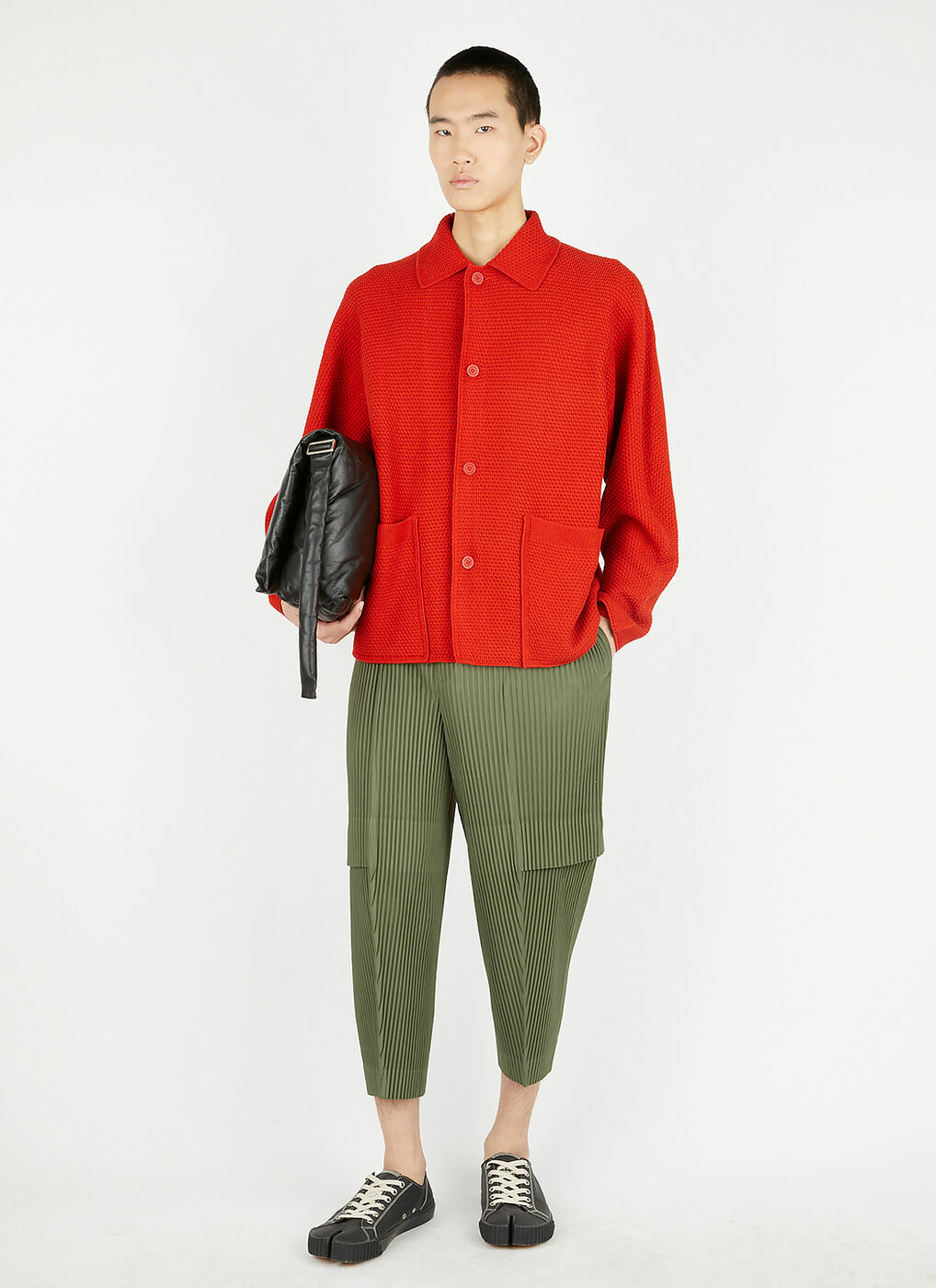 Plissé Cargo Pants in Green Homme Plisse Issey Miyake