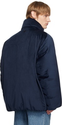 WOOYOUNGMI Navy Velour High Neck Goose Down Jacket