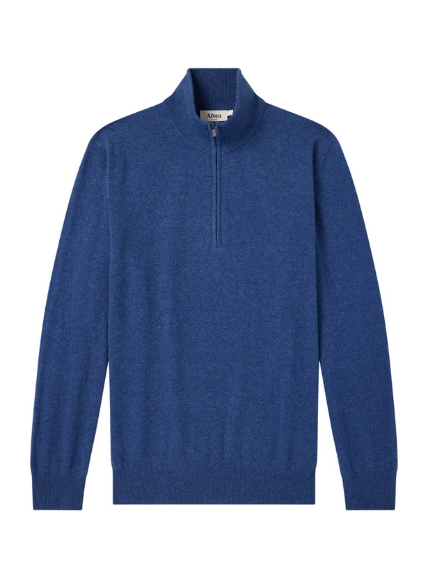 Photo: Altea - Virgin Wool Half-Zip Sweater - Blue