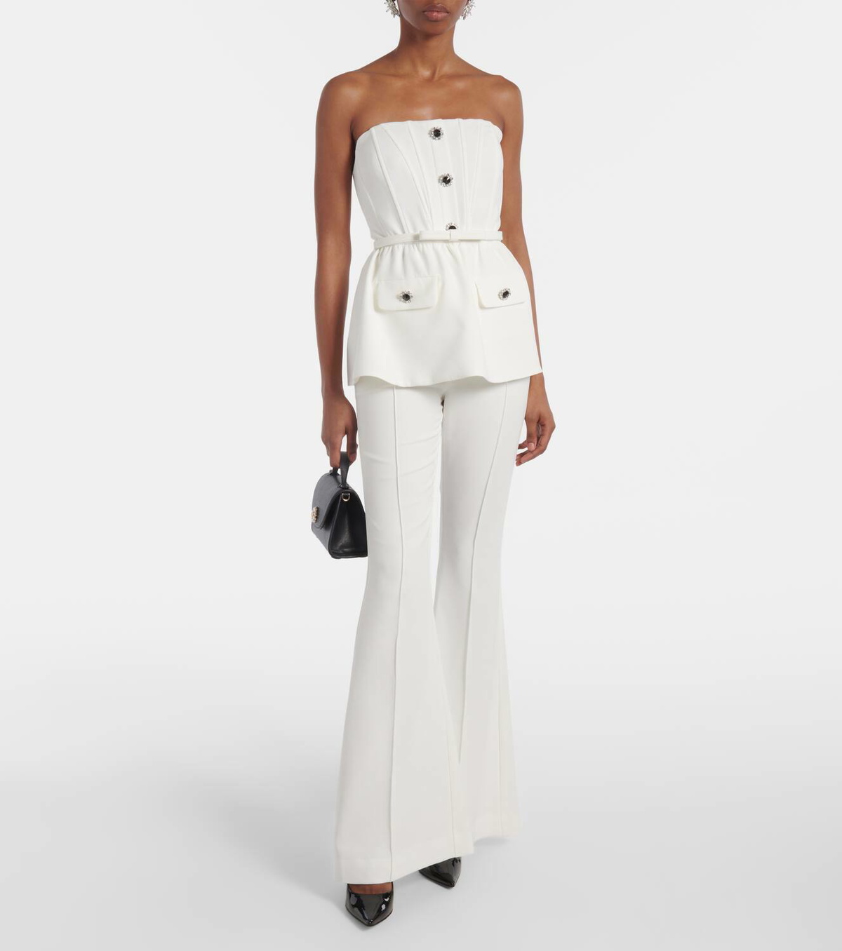 Self-Portrait Strapless crêpe jumpsuit