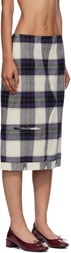 Pushbutton Multicolor Check Trousers Upside Down Midi Skirt