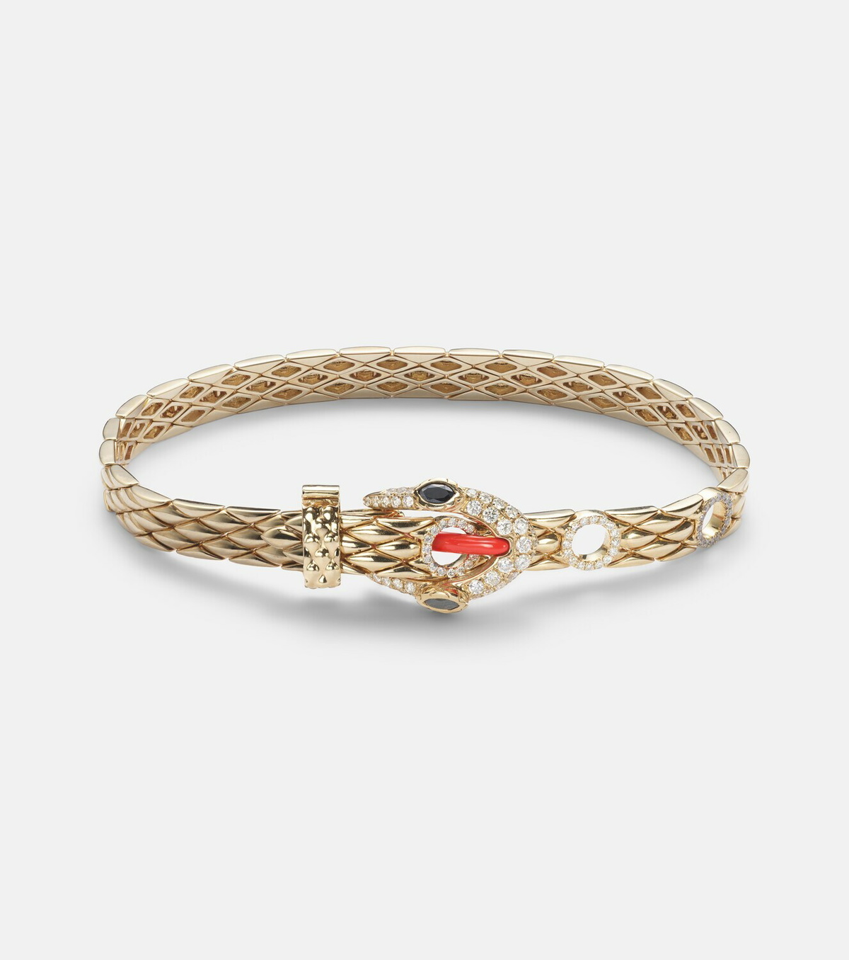 Yvonne Léon Python 9kt gold and enamel bracelet with diamonds