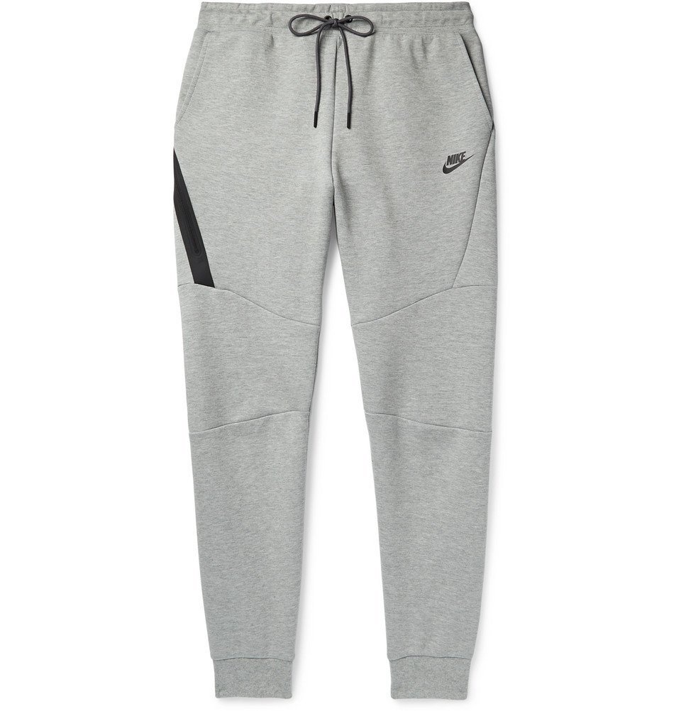 Nike - Sportswear Slim-Fit Tapered Mélange Cotton-Blend Tech Fleece  Sweatpants - Gray
