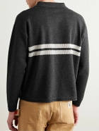 Small Talk - Crochet-Trimmed Merino Wool and Cotton-Blend Polo Shirt - Gray