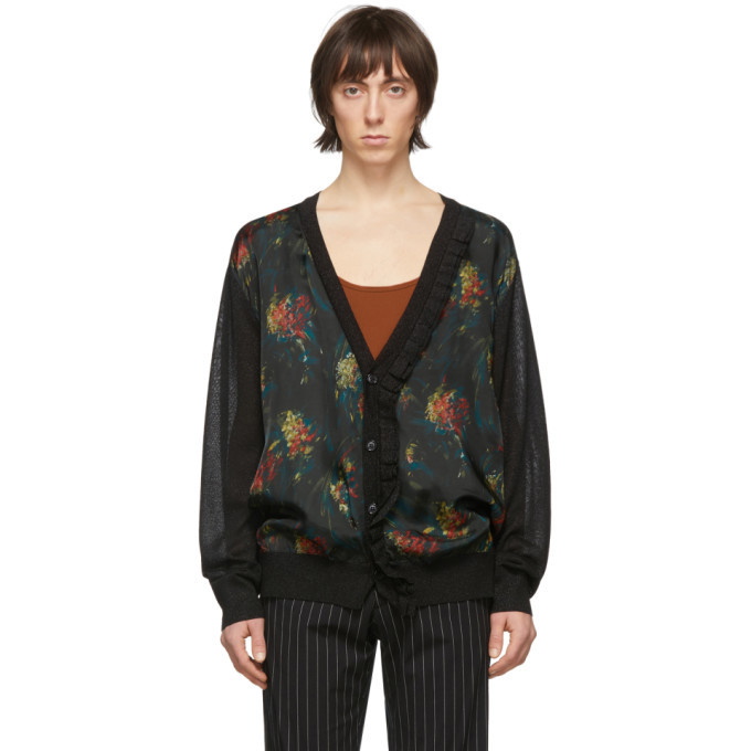 Photo: Dries Van Noten Black and Multicolor Jaxson Cardigan