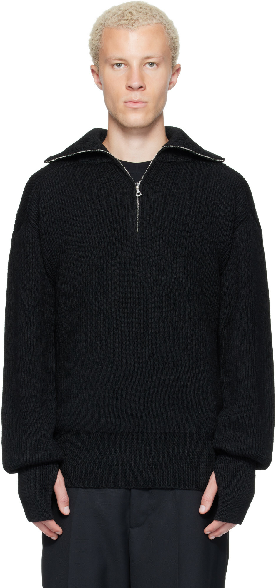 Rier Black Halfzip Utility Sweater
