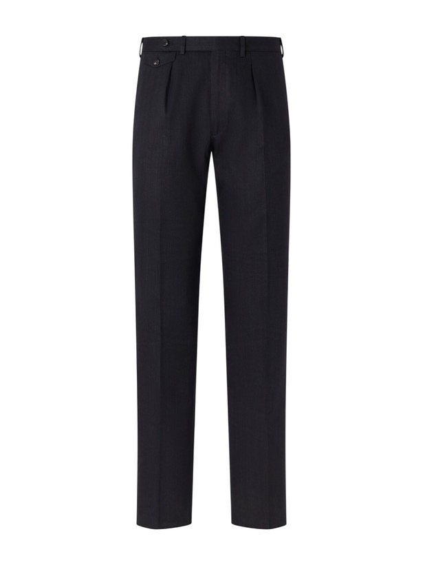 Photo: J. Mueser - Waverly Straight-Leg Cotton and Linen-Blend Twill Suit Trousers - Black