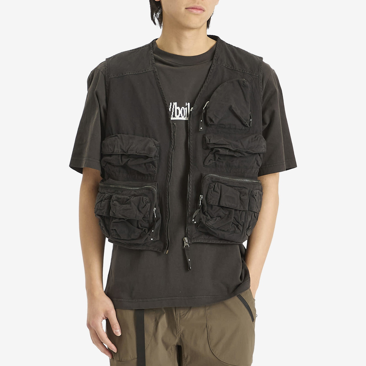 Boiler Room Men's Multi Pocket Gilet in Black