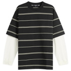 Comme des Garçons Homme Men's Horiztonal Stripe Long Sleeve Top in Black/Grey X Off-White