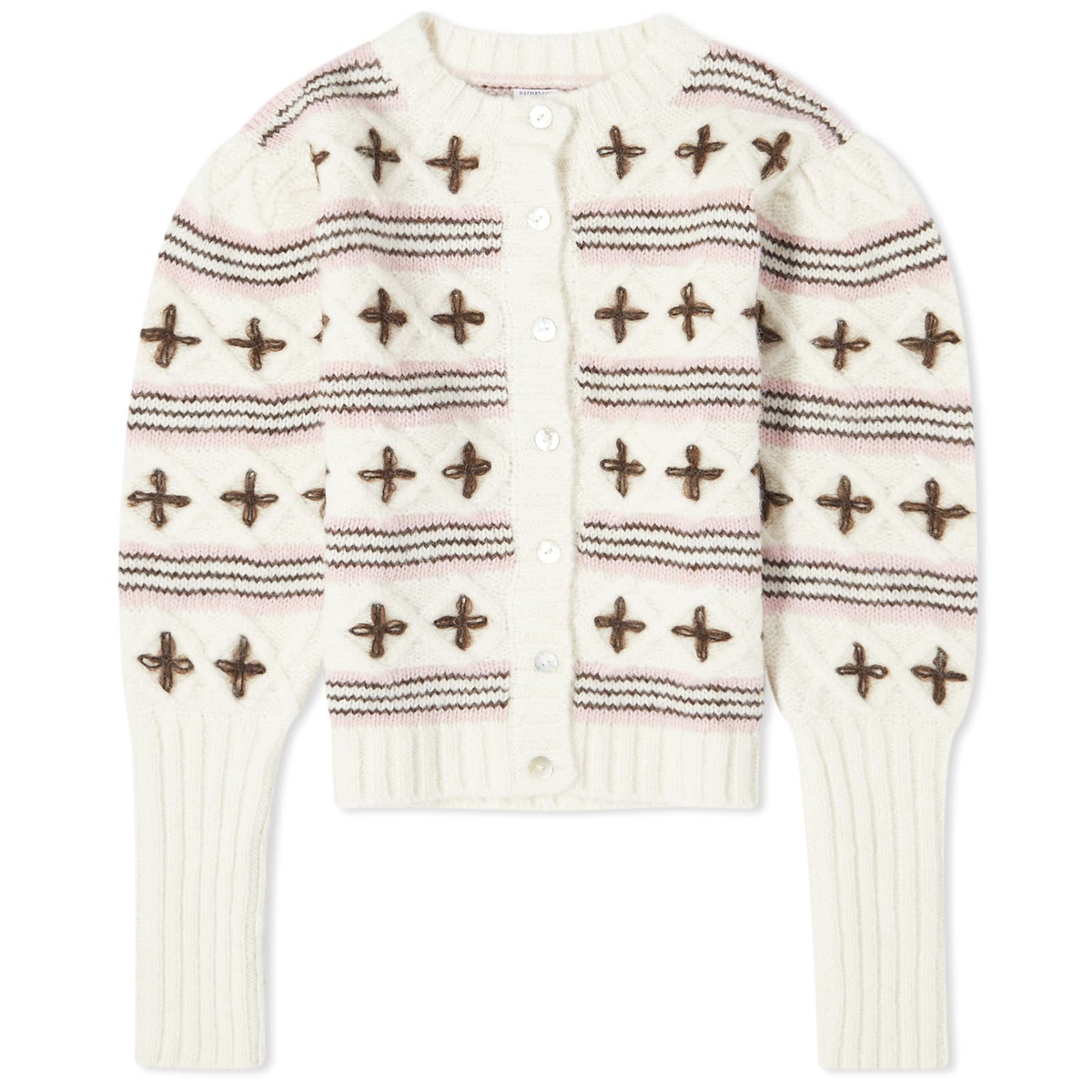 Shrimps Women's Flower Knit Cardigan in Cream/Brown/Pearl