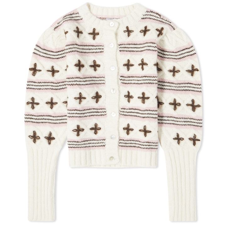 Photo: Shrimps Women's Flower Knit Cardigan in Cream/Brown/Pearl