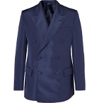 Dunhill - Navy Slim-Fit Double-Breasted Mulberry Silk Suit Jacket - Blue