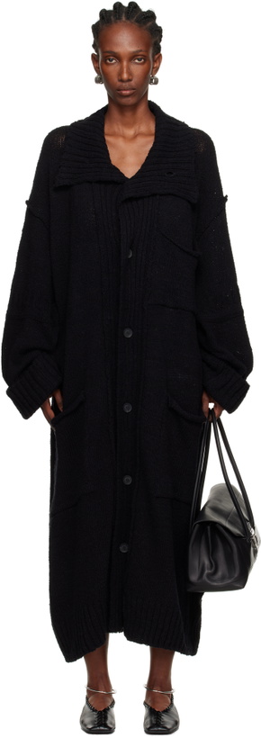 Photo: YOHJI YAMAMOTO Black Plain Stitch Pocket High Neck Cardigan