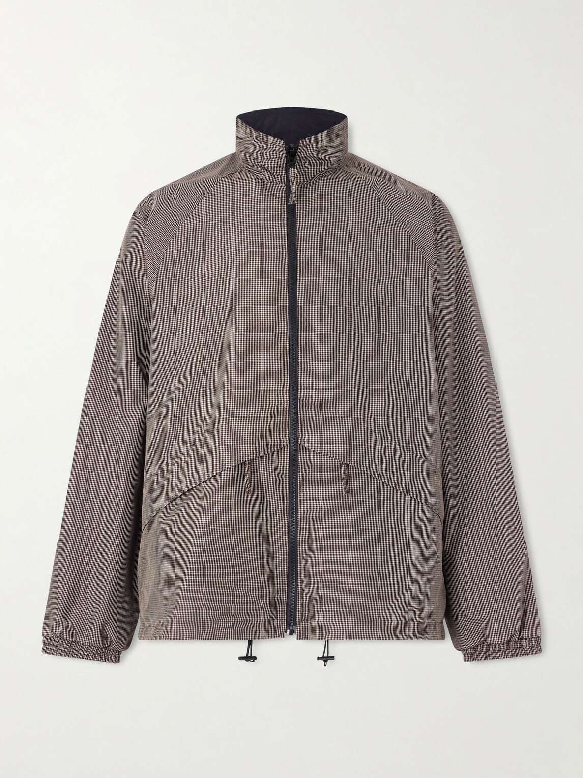 ATON - Reversible Checked Silk-Taffeta Jacket - Brown