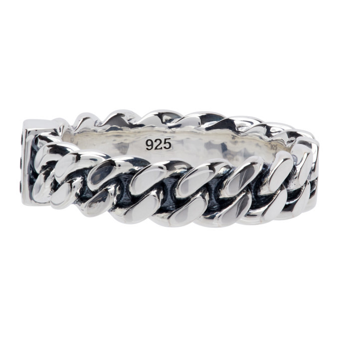 Tom Wood Silver Spinel Slim Chain Ring Tom Wood