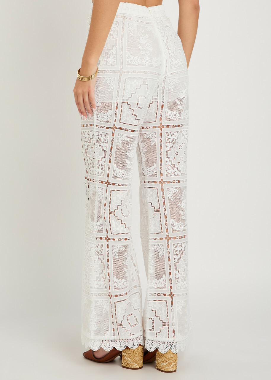 Zimmermann Aster Embroidered Lace Trousers Ivory