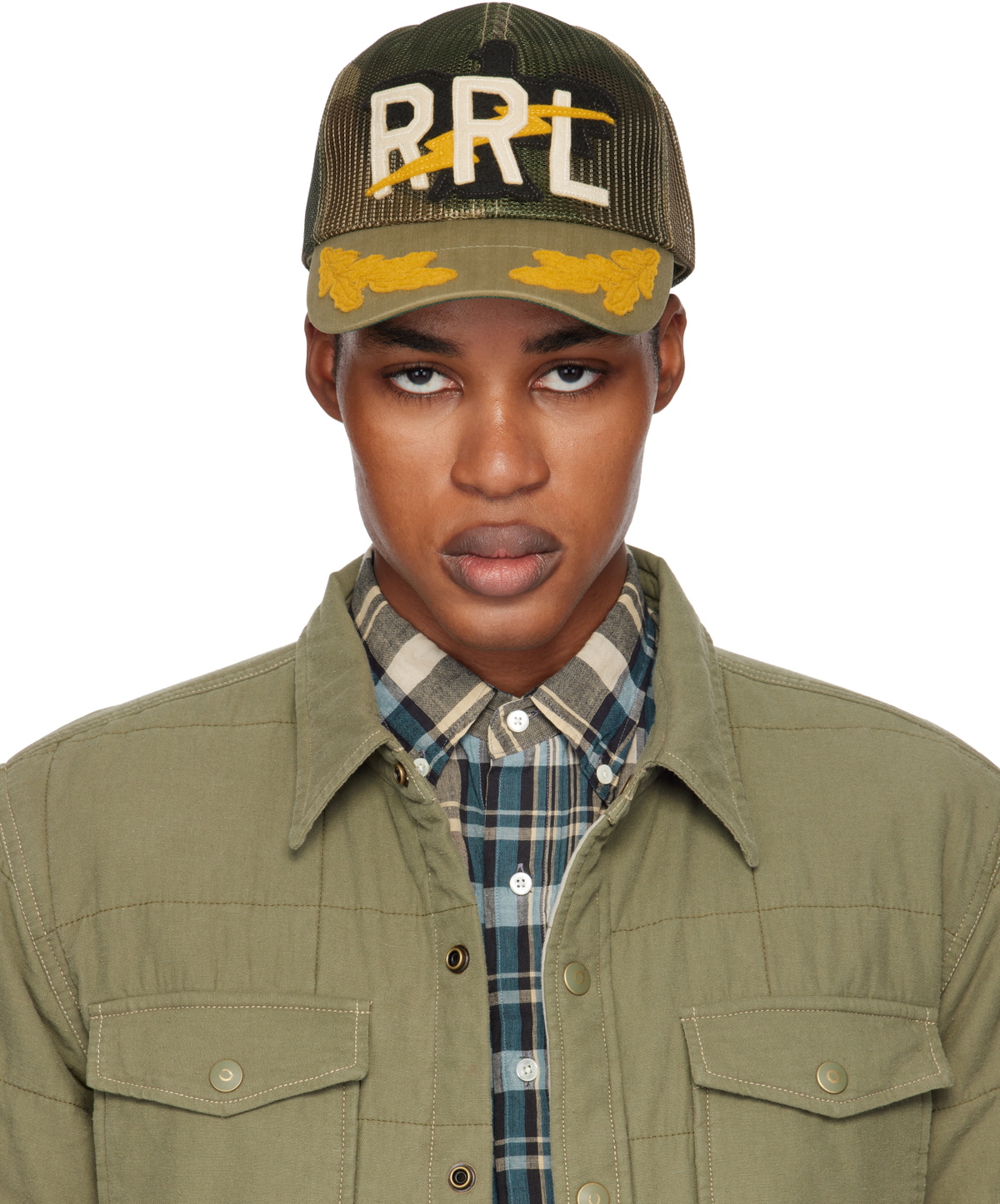 RRL Khaki Camo Mesh Trucker Cap RRL