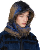 Y/Project Black & Blue Hairy Gradient Hooded Scarf