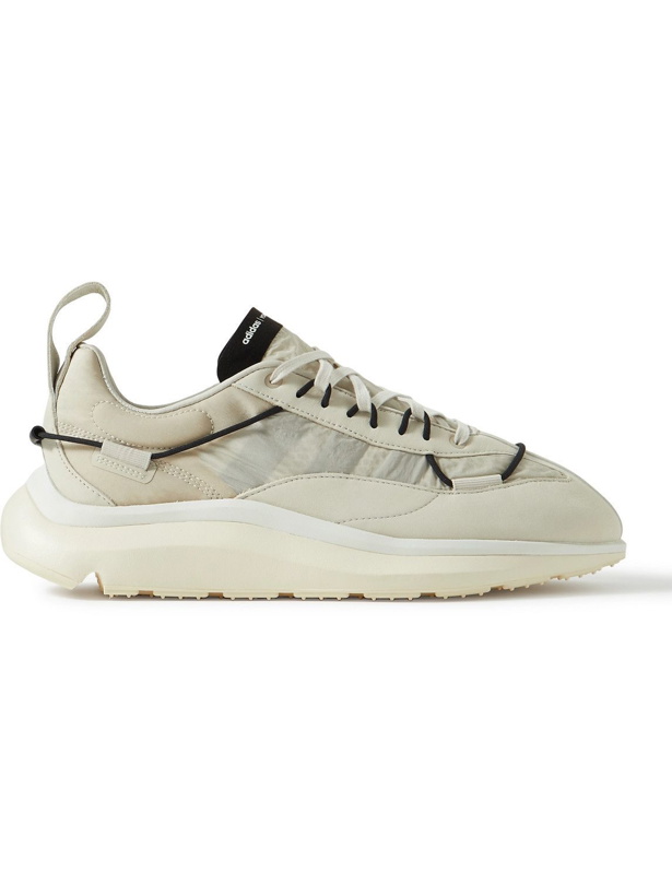 Photo: Y-3 - Shiku Run Suede and Leather-Trimmed Shell Sneakers - Neutrals