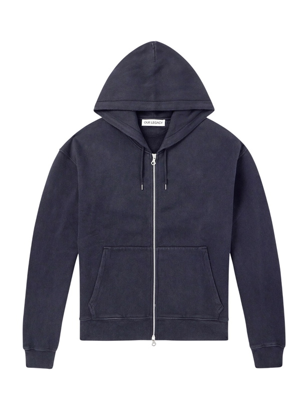 Photo: Our Legacy - Rascal Cotton-Jersey Zip-Up Hoodie - Black