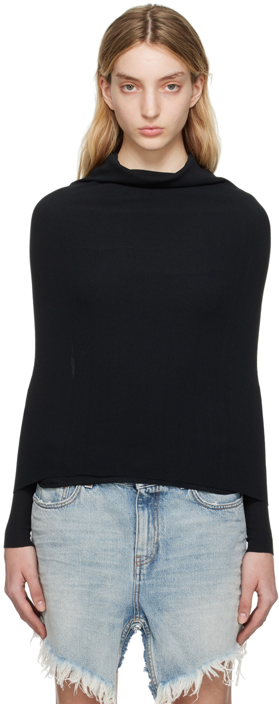 Balenciaga Black Off-The-Shoulder Sweater Balenciaga