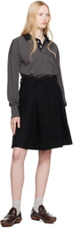 AMBUSH Black Tweed Pleats Midi Skirt