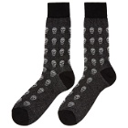 Alexander McQueen Black Glittered Skull Socks