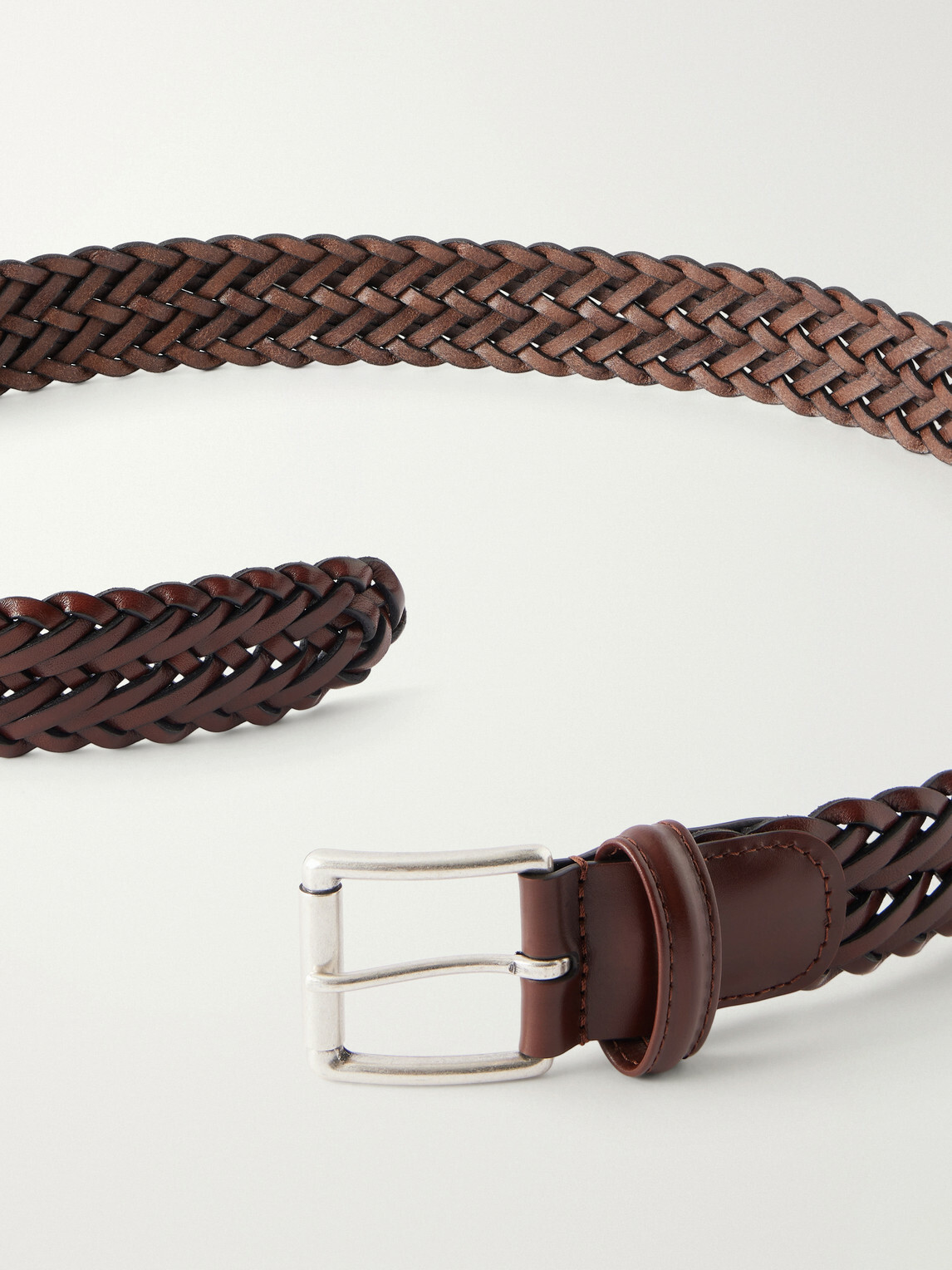 Anderson's - 3.5cm Woven Leather Belt - Brown