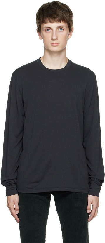 Photo: TOM FORD Black Embroidered Long Sleeve T-Shirt