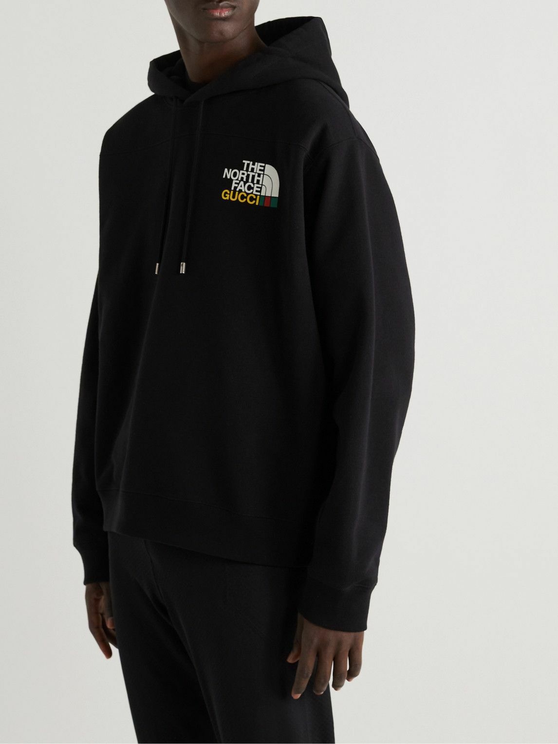 The North Face Logo Print Cotton Blend Hoodie Gray