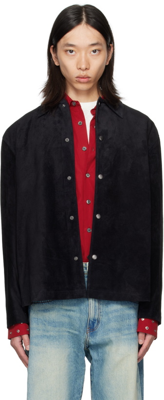 Photo: COOR Black Snap Button Suede Overshirt