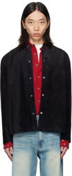 COOR Black Snap Button Suede Overshirt