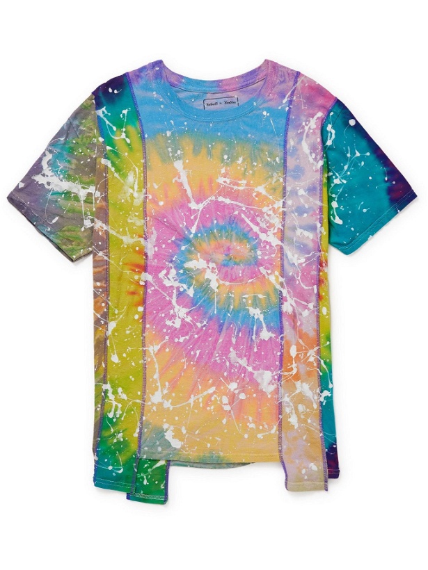 Photo: Needles - Patchwork Paint-Splattered Tie-Dyed Cotton-Jersey T-Shirt - White