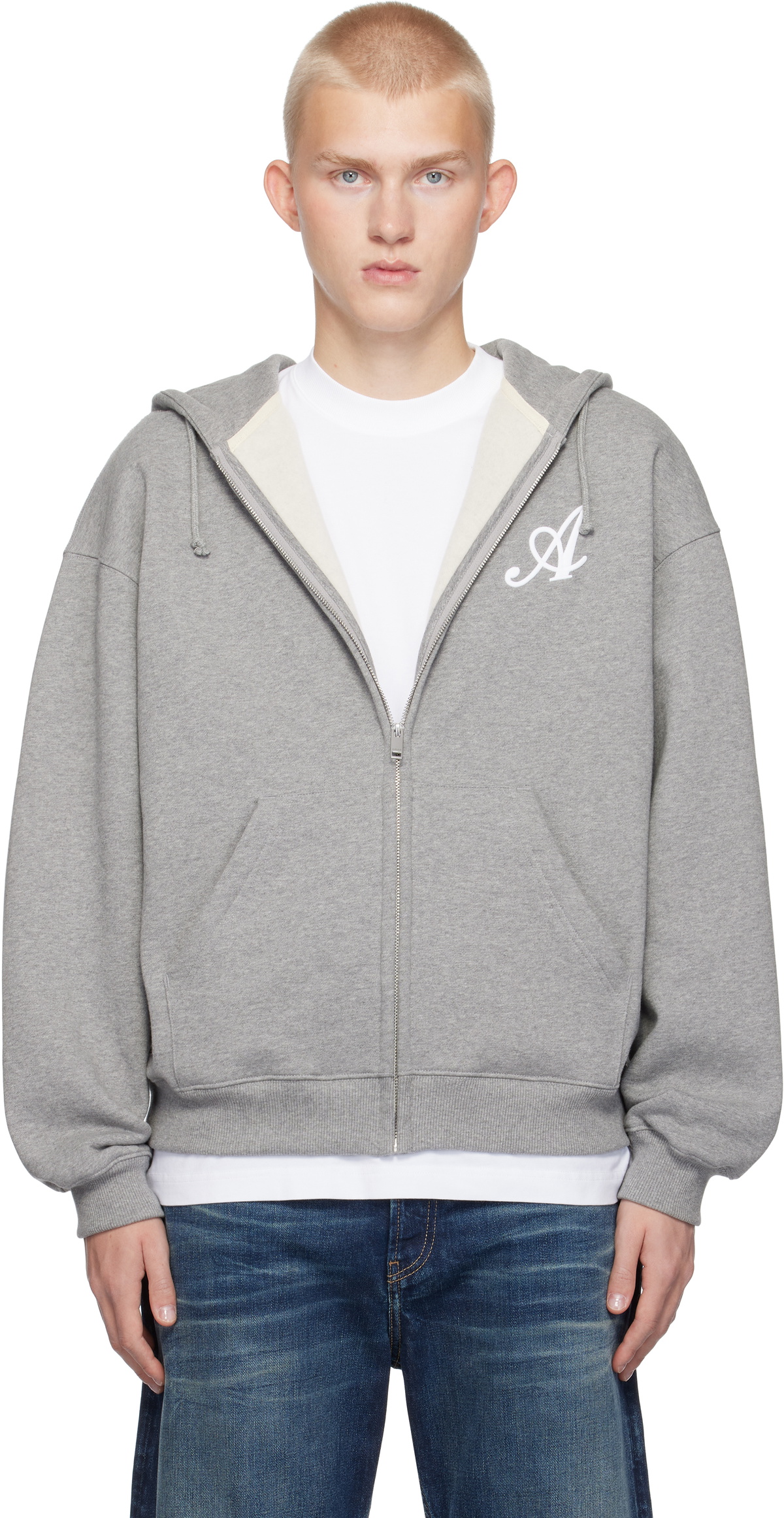 Axel Arigato Gray Maine Zip-Up Hoodie