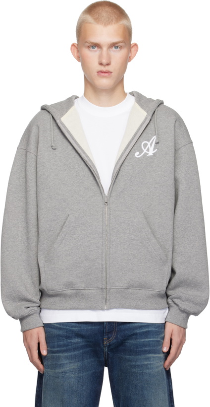 Photo: Axel Arigato Gray Maine Zip-Up Hoodie