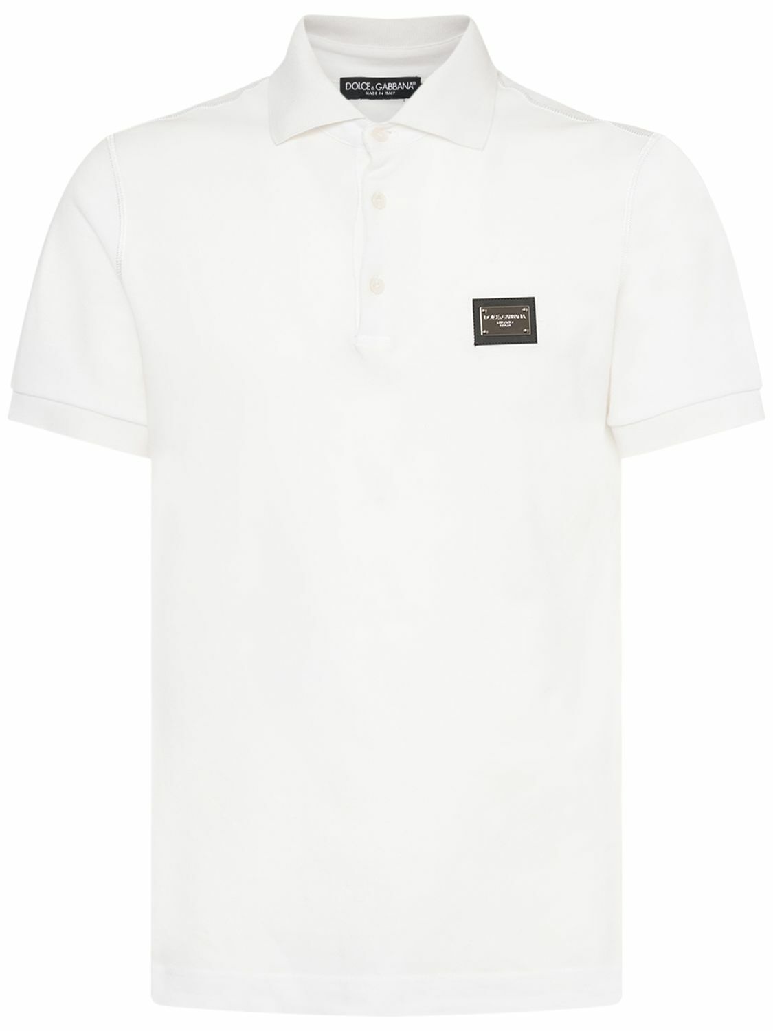 Photo: DOLCE & GABBANA - Cotton Polo Shirt W/logo Plaque