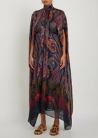 Etro Printed Gathered Silk-chiffon Midi Dress Multicoloured