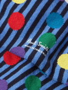 PAUL SMITH - Striped Polka-Dot Stretch Cotton-Blend Socks