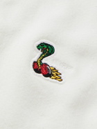 CHERRY LA - Logo-Appliquéd Garment-Dyed Cotton-Jersey Zip-Up Hoodie - White